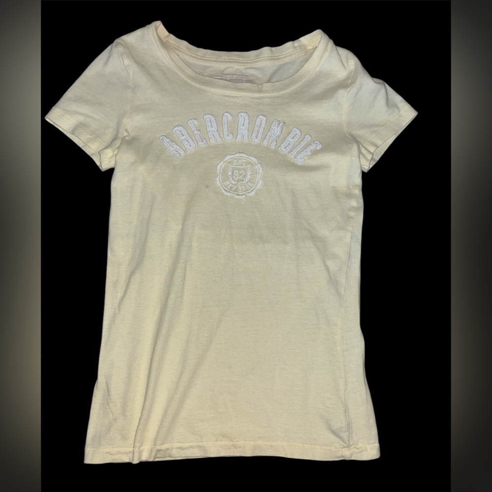 Y2K Abercrombie & Fitch A&F xs yellow T-shirt vintage 2000s preppy patches